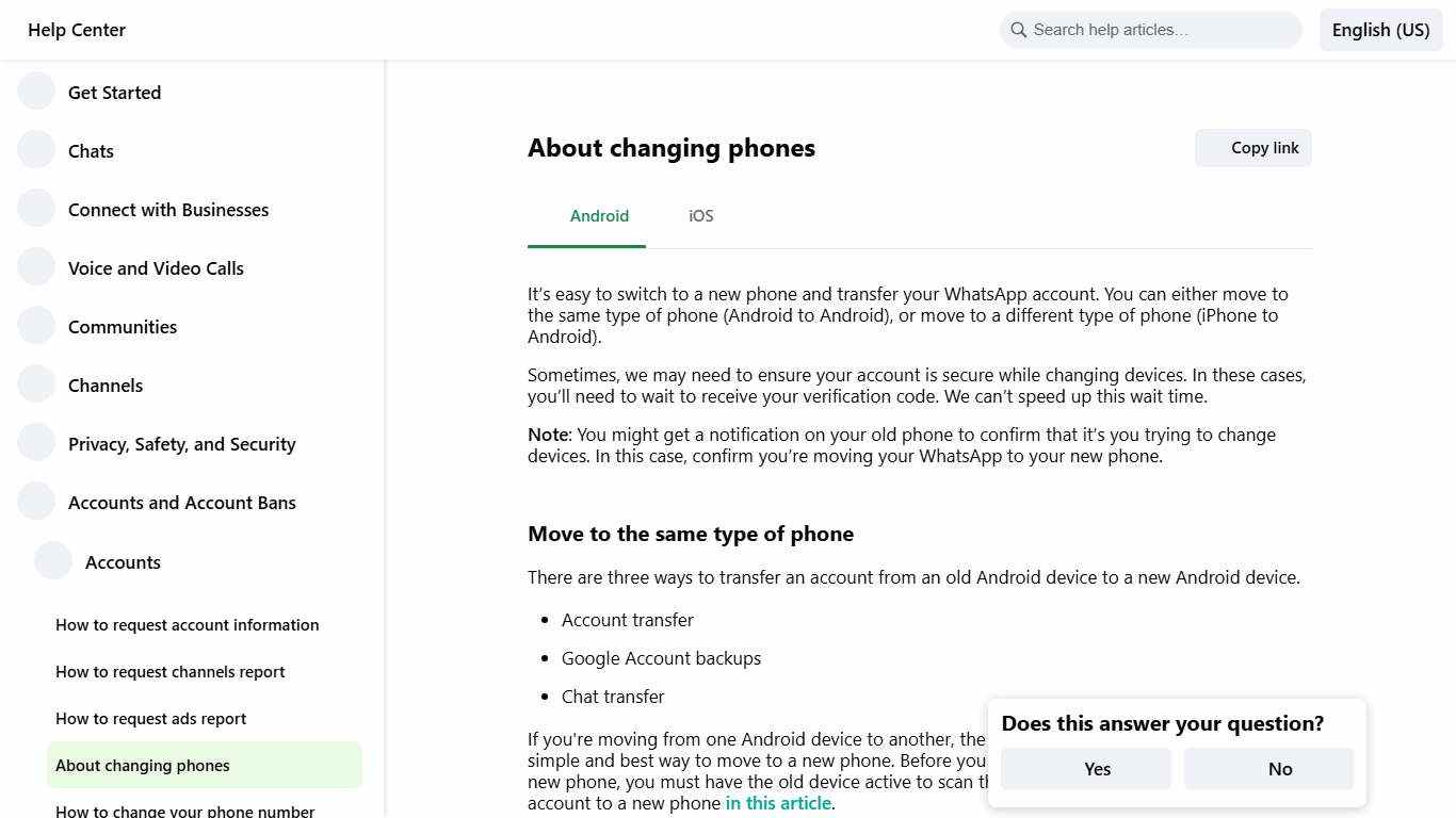 About changing phones WhatsApp Help Center